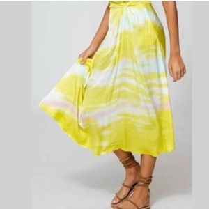 Young fabulous and broke midi silky tie-dye skirt